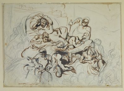 Studie voor de dood van Sardanapalus, 1864 (pen en inkt en grafiet op papier) door Ferdinand Victor Eugene Delacroix